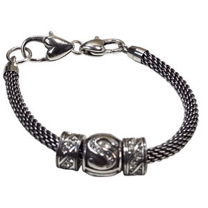 Brighton Silver Charm Bracelet Beverly Glam Women's Letter S Crystal Spacer Bead